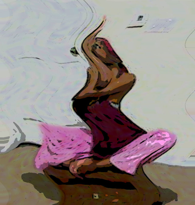 monica meditating october 8 2014 photo distortion and posterization applied